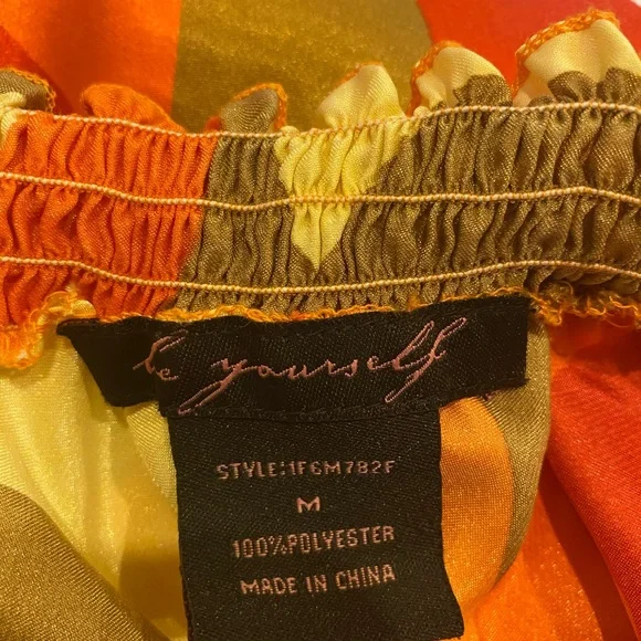 Be Yourself orange & gold sleeveless blouse Size M - Picture 5 of 5